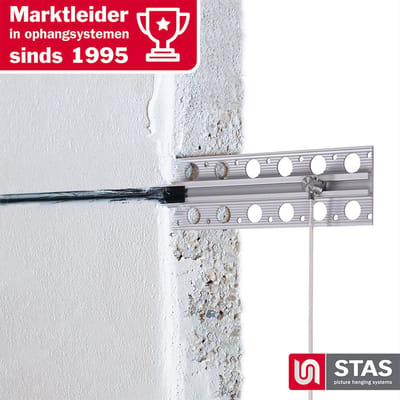 STAS plasterrail 150cm - Instucrail - Ophangsysteem - geïntegreerd in stucwerk - 150 cm