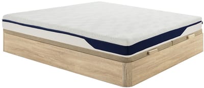 Vente-unique Set 180 x 200 cm boxspring met opbergruimte in naturelkleur + HD-schuimmatras 7 zones en gel-comfortlaag met afneembare hoes, dikte 22cm - FAGANI van YSMÉE