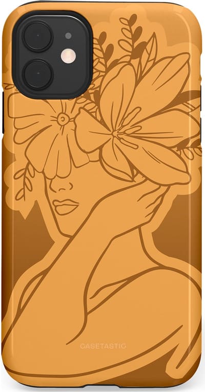 Casetastic hoesje geschikt voor Apple iPhone 11 - Dubbellaagse bescherming - Botanische Elegantie - Fashion Case - Goud Bruin Terracotta