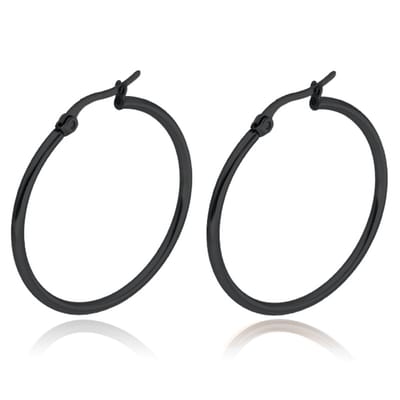Cilla Jewels Hoop oorringen Dames Edelstaal Zwart-60mm