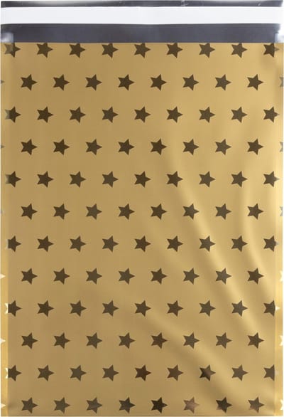Cadeauzakjes plastic geschenkzakjes, 25x33,5+3cm, zakjes GOUD/GOUD (50 stuks)