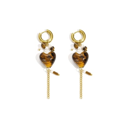 Golden Cocoa Heart Oorbellen | RVS (verkleurt niet) | Goudkleurig | Cadeau voor haar | Oorbellen | Premium Sieraden