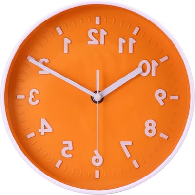 Stille Wandklok van 20 cm met Grote Cijfers - Modern en Decoratief voor Keuken, Slaapkamer en Kantoor - Oranje