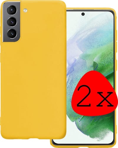 Hoesje 2 Stuks - Geschikt voor Samsung Galaxy S21 - Sterk & Shockproof - Case Siliconen - Back Cover - Telefoon Hoes - Geel