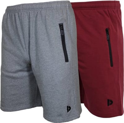 2-Pack Donnay Joggingshort (Nick) - Sportshort - Heren - Silver-marl/Burgundy (632) - maat S