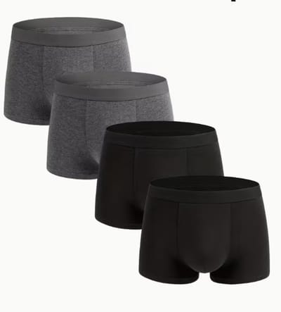 BamBella ® - Boxershorts - 4 stuks - maat S/M - katoenen Boxer short onderbroek lang Grijs zwart heren onderbroeken