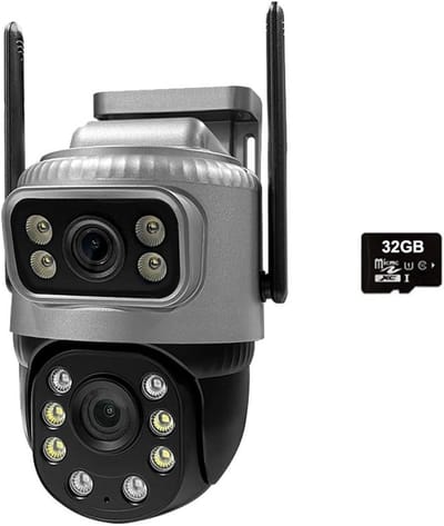 IP camera - Beveiligingscamera Buiten - Thuisbewaking - Dubbele Lens - 4MP - Zwart