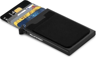 Walletstreet Uitschuifbare Pasjeshouder CB Plus collection-Walletstreet Aluminium Creditcardholder/Creditcardhouder Card Protector Anti-Skim/ RFID Card Protector 7 Pasjes – Zwart