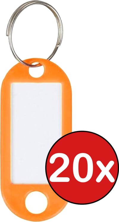 Sleutellabels Sleutelhanger Bagagelabel Sleutellabel Gekleurde Naamlabels Label - Oranje - 20 PACK
