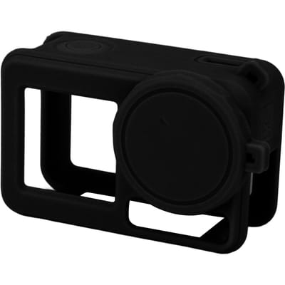 Étui en silicone pour Action 5 Pro Anti-collision Anti-poussière Housse de caméra en silicone souple et bouchon d'objectif noir