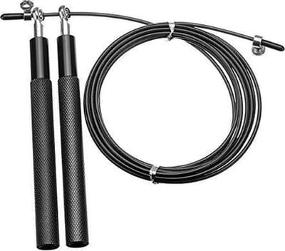 RS Sports springtouw professioneel met kogellagers l stalen kabel l aluminium handvatten l 300 cm l zwart