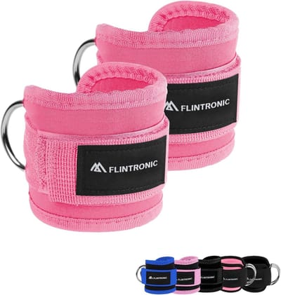 Verstelbare Neopreen Gym Anklets met Dubbele RVS D-Ring voor Spiertraining en Fitness voor Mannen en Vrouwen - Roze