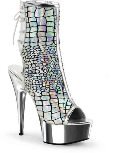 Pleaser - DELIGHT-1018HG Plateau Laarzen - US 6 - 36 Shoes - Zilverkleurig