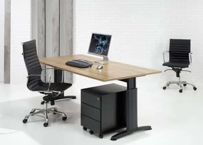Hoogte verstelbaar bureau T- Poot Work breed 80CM diep 80CM bladkleur Beuken framekleur Antraciet (Ral 7016)