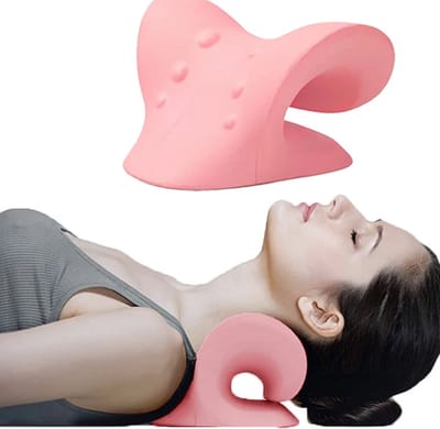 Allernieuwste.nl® Nek Schouder Massager Cervicaal Nekkussen - TMJ Pijnbestrijding voor Nekpijn Schouderpijn Hoofdpijn Rugpijn - Nekstretcher - Rose ##