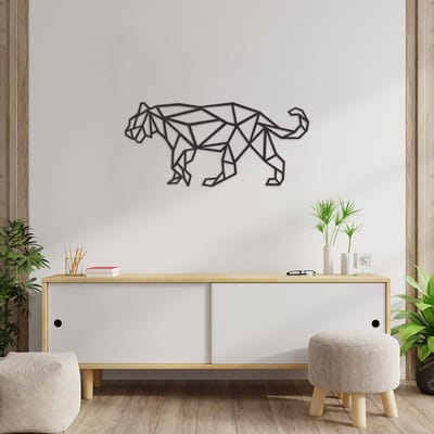 Geometrische Wanddecoratie Tijger - Geometrische Muurdecoratie Tijger - Geometrische Tijger - Muurdecoratie Hout - Wanddecoratie Hout - Muurdecoratie Woonkamer - Wanddecoratie Woonkamer - Wanddecoratie Dieren - 89 x 40.5 cm
