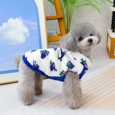 Manteau en polaire d'agneau pour animaux de compagnie, motif floral, automne/hiver, vêtements pour chats, style campagne, débardeur, vêtements pour petits chiens XXL