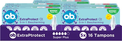 o.b. ExtraProtect Super Plus - 5-in-1 bescherming - tampons - tampon zeer zware menstruatiedagen - 5x16 Tampons