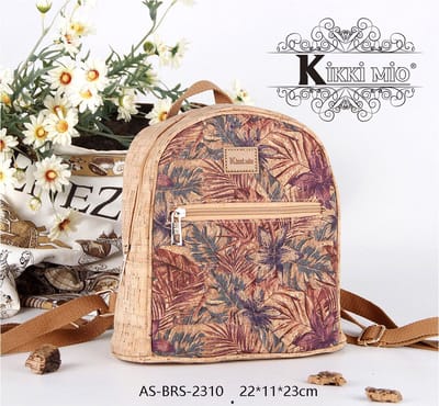 Rugtas van recycled kurk - leer - met voorzaak - ritssluiting - midden grootte - fantasie