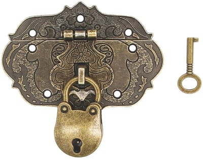 Dailygoods- Sluiting Vintage Antiek Design - Sluiting voor Sieradenkistjes - Sluiting voor Kisten - Sluiting voor Gordijnen - Sluiting voor Wijnkist - Gemaakt van Brons - Grendel