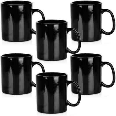 Mokken Glas Zwart 300 ml 6 stuks - Set - Bekers - Koffiebekers - Kopjes - Koffiemok