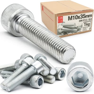 LUN FIX - Zylinderkopfschroeven met inbus - M 10 x 35 mm - Sterkteklasse 8.8 - 1kg (28 Stk.) - Verzinkt staal