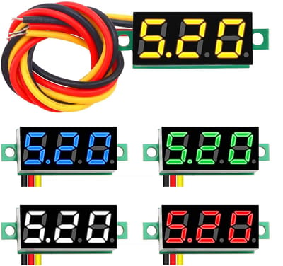 Mini Digitale Voltmeter 0-100V - 5 Stuks met Nauwkeurige Drukmeting en Omgekeerde Polariteit Bescherming