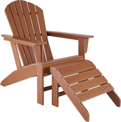 Adirondack Tuinstoel - Loungestoel Buiten - Ontspannen in de tuin - Kunststof met houtlook