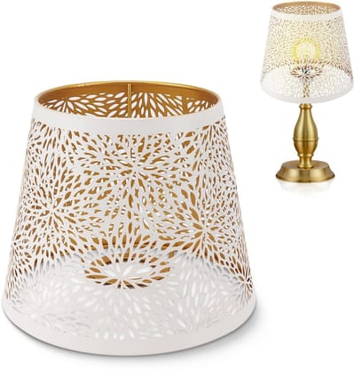 OmGoods - Dailygoody - Lampenkap - E27 E26 - Decoratieve ijzeren lampenkap - Wit - Drum shades - Ideaal voor tafellampen en hanglampen - 19 cm