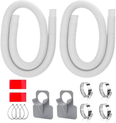 14-delige Zwembadslangenset - 32mm - Zwembadslangen - 2 Stuks Slangen van 1m - met Bevestigingsmateriaal en Klemmen - Afvoerslang voor Zwembad - Universele Filter Slangen voor Buiten Zwembaden - wit