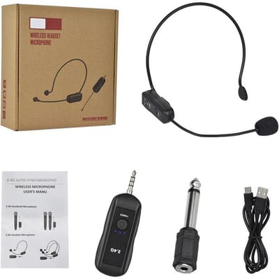 2.4GHz Draadloze Lavalier Microfoon Headset Microfoon Set met Ontvanger voor Versterker Spraakluidspreker Onderwijs Gids 1 to 1