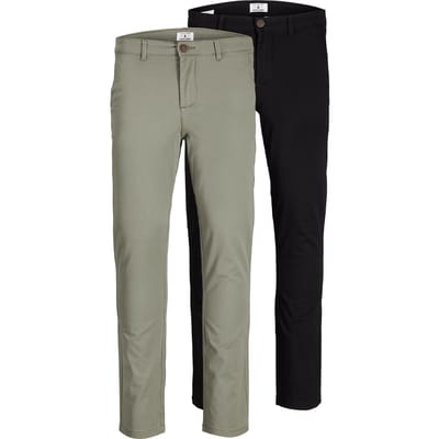 JACK&JONES Heren Multi-Pack Broek, Marco Piped Pockets Low Rise Chinos, 2 Pack