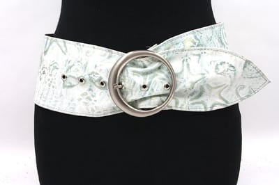 Dames nappa heupriem wit/zeegroen - 10 cm breed - Nappa - Nappa riem - Casual - Maat 95