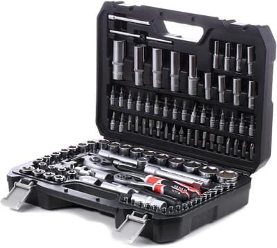 Dopsleutel Set - Gereedschapskoffer - Werkplaats Organisatie - Uitneembare Koffer - 38.5 cm - Zwart