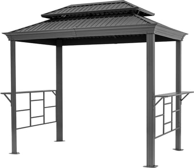 TOOLPORT Barbecue paviljoen 2,8x1,8 m met stalen dak, waterdichte bbq overkapping, UV-bestendig, incl. 2 praktische zijplanken in antraciet