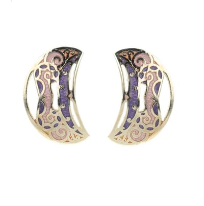 Behave - Oorbellen dames - Halve maan stekers - Paars bruin - Art deco