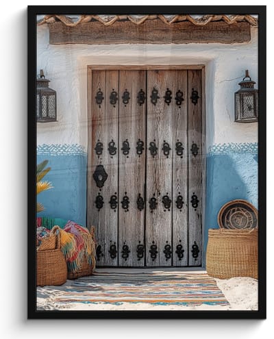 Poster in lijst - Fotolijst 50x70 cm - Posters - Deur - Manden - Planten - Posterlijst zwart - Decoratie - Wanddecoratie woonkamer - Muurdecoratie slaapkamer