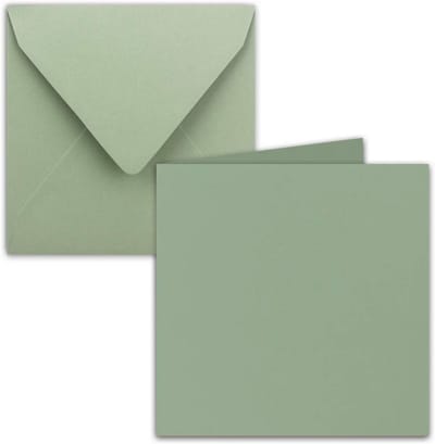 25 Set Vierkante Onbedrukte Vouwkaarten 15x15 cm met Enveloppen en Natte Plakrand