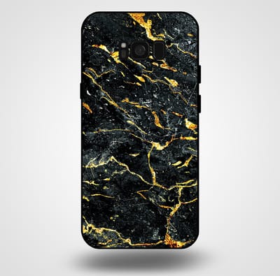 Smartphonica Telefoonhoesje voor Samsung Galaxy S8 met marmer opdruk - TPU backcover case marble design - Goud Zwart geschikt voor Samsung Galaxy S8