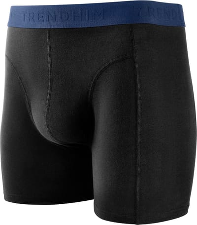 FlexFeel | Zwarte katoenen boxershort met donkerblauwe tailleband