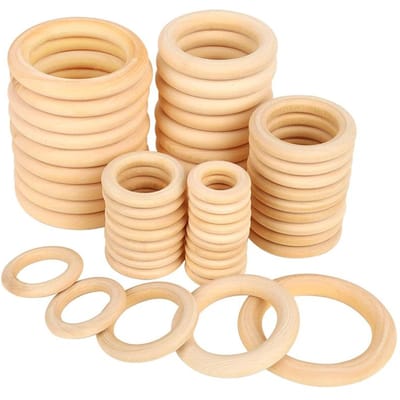 20/30/40/50/60/70/80mm Onbewerkte Houten Ringen Effen Kleur Natuurlijk Hout Cirkel Ringen voor DIY Macramé Ambacht Sieraden Decoraties 30mm 25pcs