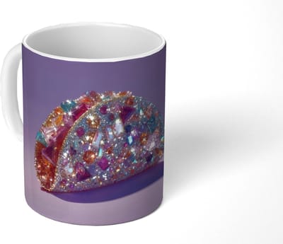 Mok - Koffiemok - Edelstenen - Glitters - Paars - Kleurrijk - Mokken - 350 ML - Beker - Koffiemokken - Theemok