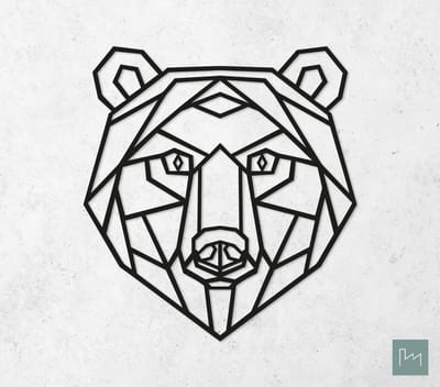 Laserfabrique Wanddecoratie - Geometrische Beer - Medium - Zwart - Geometrische dieren en vormen - Houten dieren - Muurdecoratie - Line art - Wall art