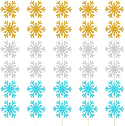 Dailygoods- Sneeuwvlok Cakekaartinzetstuk 30 Stuks - Bevroren Cakedecoratie - Feestdecoratie - Winterdecoratie - Kerstthema - Papier