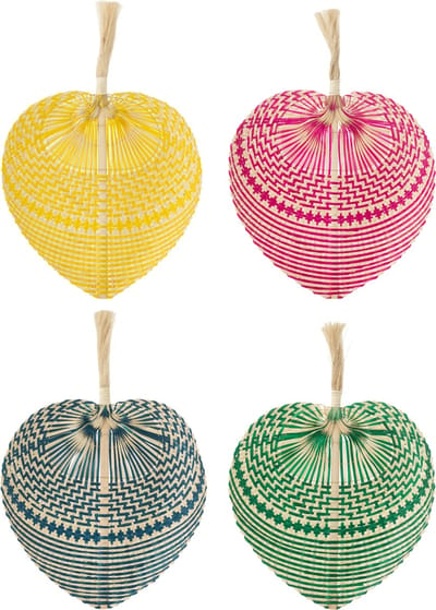 J-Line wanddecoratie Waaier Geweven - bamboe - mix - large - 4 stuks