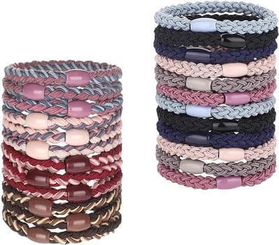 24 Stuks Haarbanden voor Vrouwen - Elastische Ponytail Holders voor Dun, Dik en Lang Haar, Zacht en Sterk, Beschadigt Geen Haar