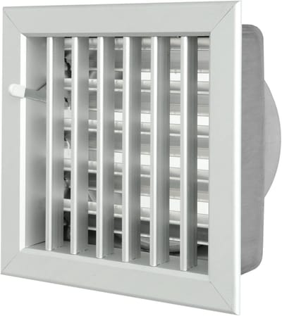 Inbouwrooster Aluminium - Ventilatierooster Haard - Haard Ventilatie - Met Verstelbaar Rolluik - 180 x 180 mm - Aluminium