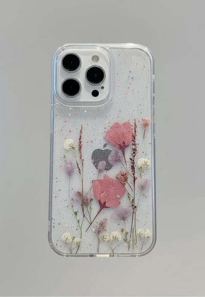 Telefoonhoesje met roze droogbloemen - gebloemd - Iphone 17