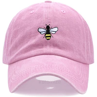 Casquettes de Baseball en Coton Lavé Broderie Abeille pour Hommes Femmes Chapeau Papa Casquette Snapback Réglable Dropshipping pink