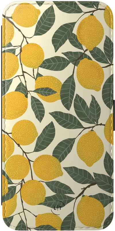 Leuke Telefoonhoesjes - Hoesje geschikt voor Samsung Galaxy A56 bookcase leer - Citroenen - Citroenen - Wallet Case met pasjeshouder - Print / Illustratie - Groen, Geel